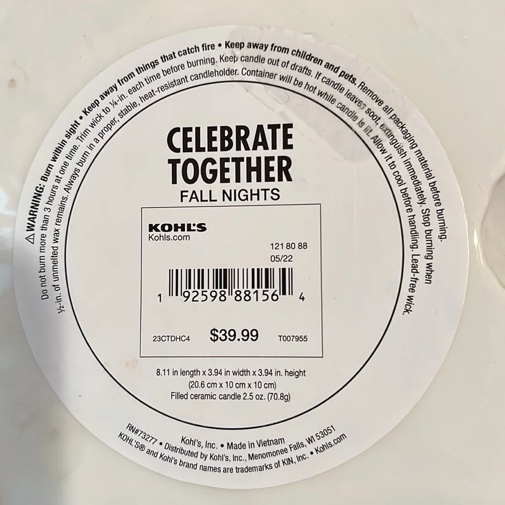 NEW Ceramic Farmhouse/Harvest Truck Candle by Celebrate Together